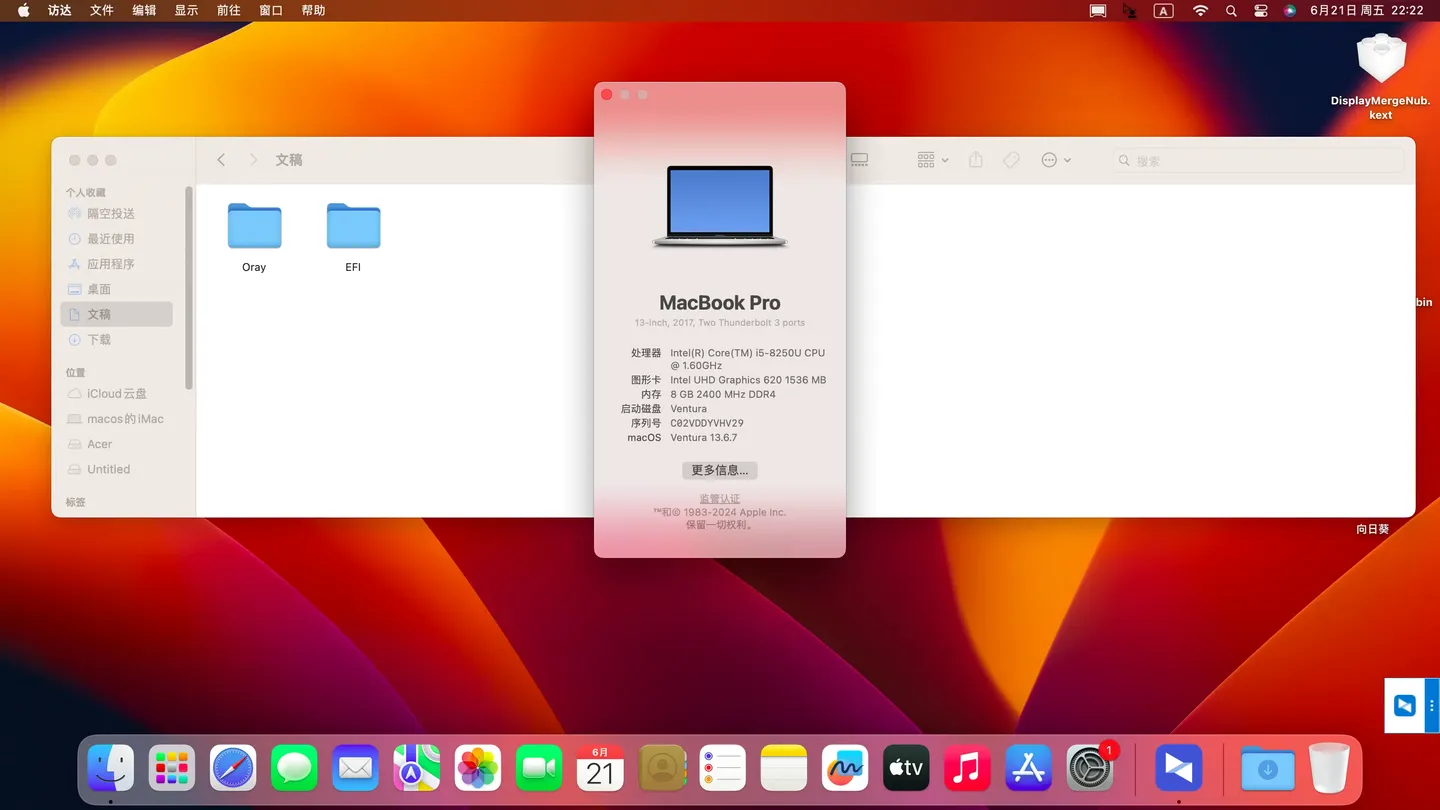 Acer Swift SF314-52 i5-8250U黑苹果安装EFI OC 1.0.0 Ventura 13.6.7 Acer Swift SF314-52 i5-8250U黑苹果安装EFI OC 1.0.0 Ventura 13.6.7